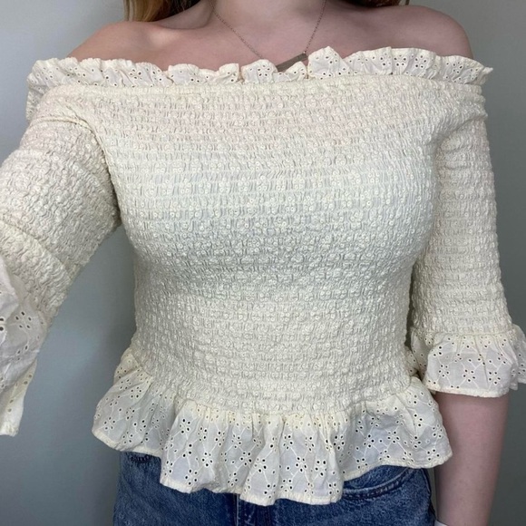 American Eagle Outfitters Tops - American Eagle 🦅 Outfitters Cropped Off The Shoulder Summer Top Size Medium